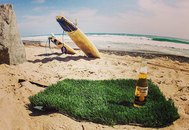 surf grass mat beers and beaches vacation