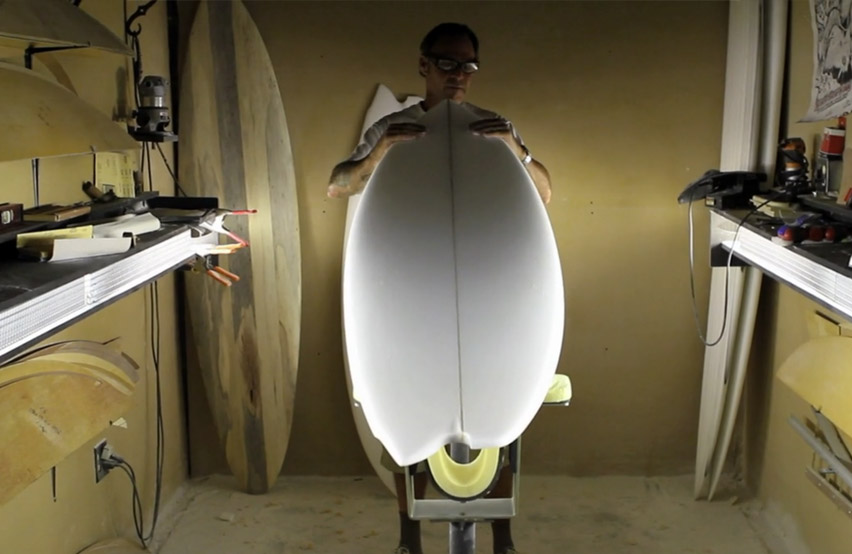 barry snyder shaping asymmetrical einstein surfboard