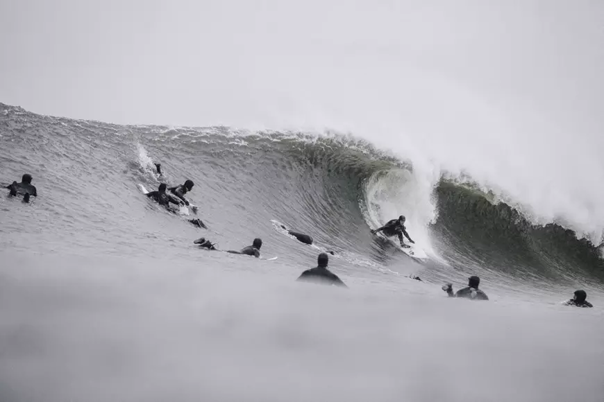 Surfing Big Waves in Manasquan NJ